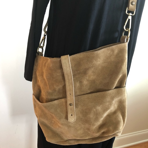 Garnet Hill Handbags - Italian tan suede purse